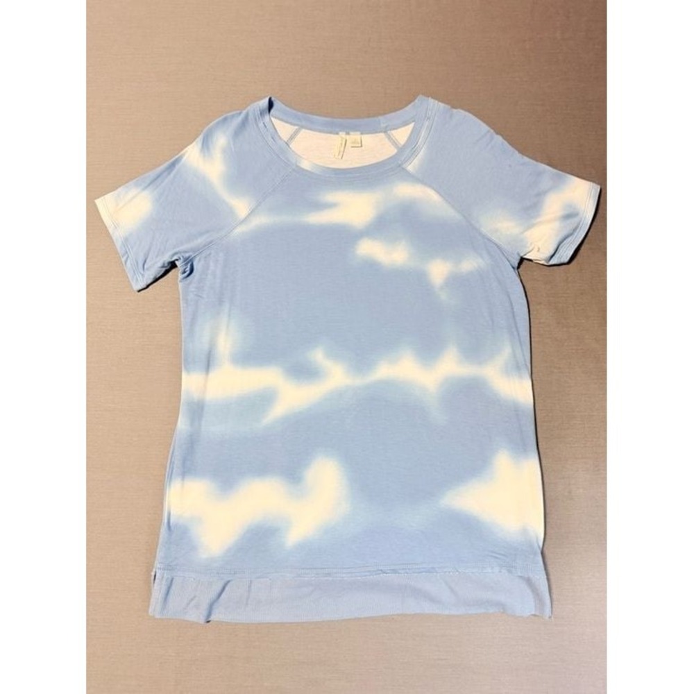 NWOT Live Well Apparel  Cloud Print Raglan Short-Sleeve Top - Blue/White Sz S